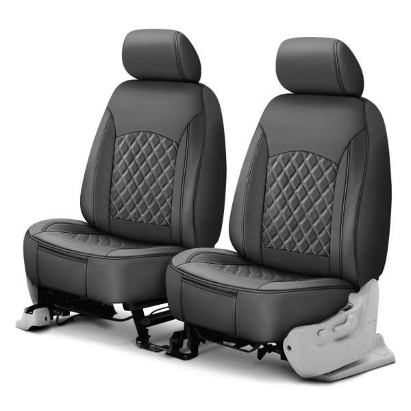  Superlamb® - Leatherette Double Cap 1st Row Charcoal Seat Covers