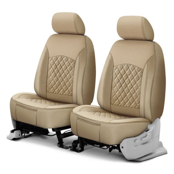  Superlamb® - Leatherette Double Cap 1st Row Sand Seat Covers