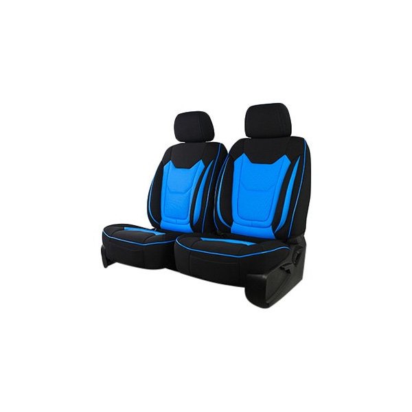  Superlamb® - Leatherettes Breathable 1st Row Black with Blue Stitching Seat Covers