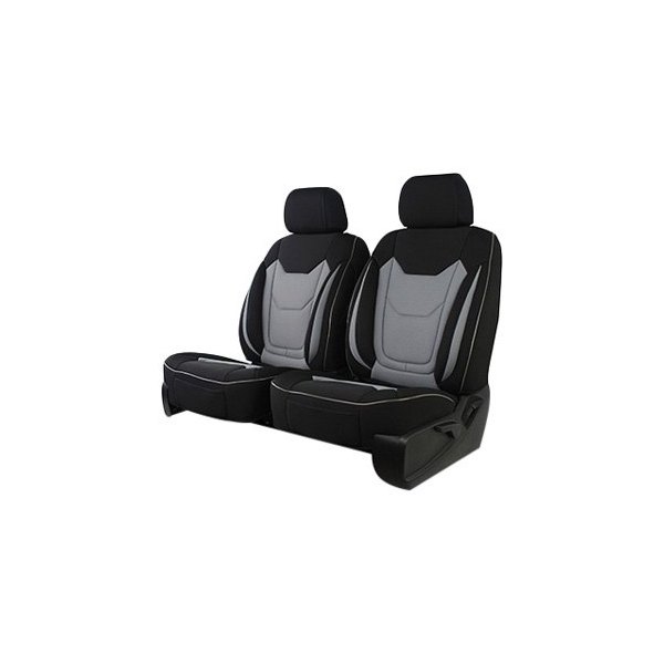  Superlamb® - Leatherettes Breathable 1st Row Black with Gray Stitching Seat Covers