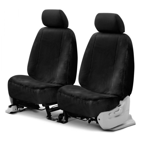  Superlamb® - Luxury Fleece Double Cap 1st Row Black Seat Covers