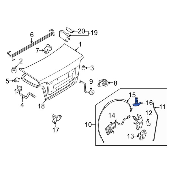 Suzuki OE 8251186Z00 - Rear Deck Lid Release Lever