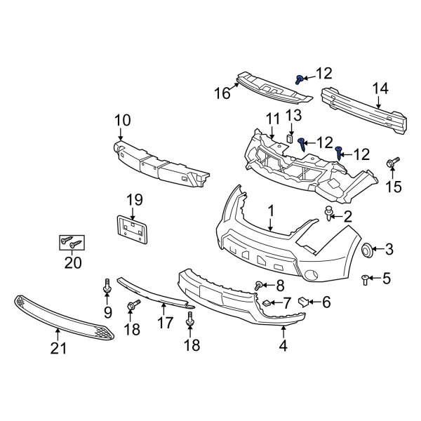 Bumper Cover Support Rail Bolt