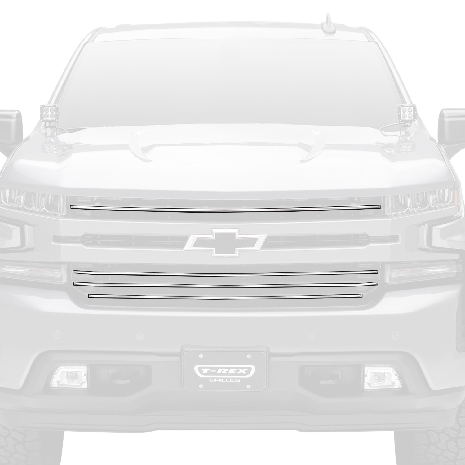 T-Rex® 6211236 - 4-Pc Silver Horizontal Tubular Main Grille