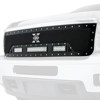 T-Rex® - 1-Pc Torch Series Black Formed Woven Wire Mesh Main Grille with 1 x 12" and 2 x 6" LED Light Bars