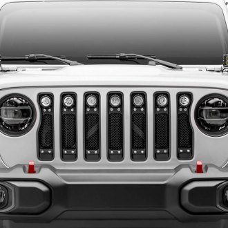 T-Rex® - Jeep Wrangler Without Forward Facing Camera Without Factory Tow  Package 2021 1-Pc Torch Series Black Formed Woven Wire Mesh Main Grille  with 7 x 2