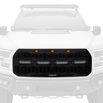 T-Rex® - 1-Pc Revolver Series Black Honeycomb Laser Cut Main Grille with 4 x 6" LED Light Bars