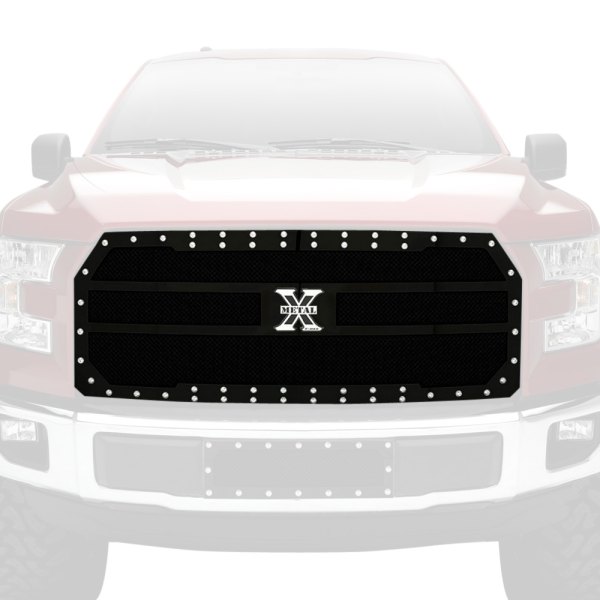 T-Rex® - 1-Pc X-Metal Series Flat Black Powder Coated Formed Woven Wire Mesh Main Grille