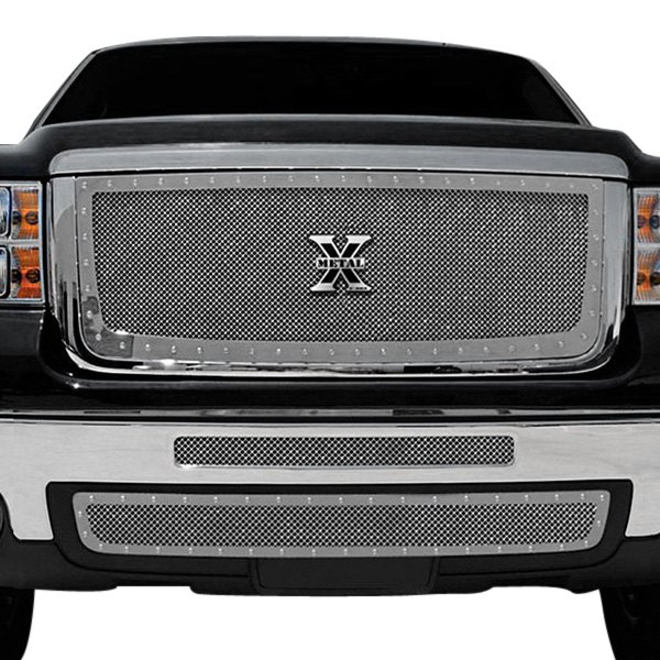 T-Rex® - 2-Pc X-Metal Series Polished Formed Large Woven Wire Mesh Bumper Grilles