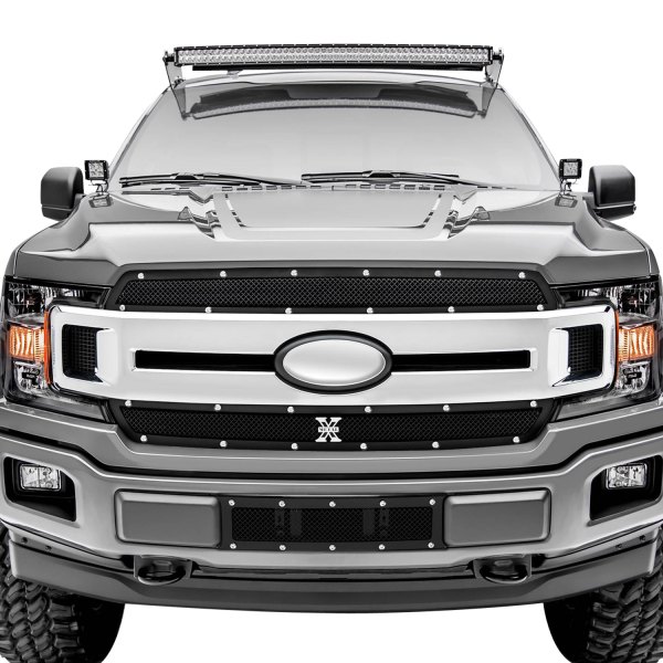 T-Rex® - 1-Pc X-Metal Series Black Powder Coated Formed Woven Wire Mesh Bumper Grille