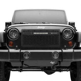 T-Rex® - 1-Pc ZROADZ Series Black Laser Cut Main Grille with 1 x 10" LED Light Bar