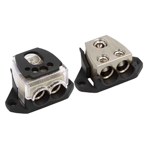 T-Spec® - Nickel Plated 2-Position Power & Ground Distribution Block (1 x 0/1 to 8 AWG In, 2 x 4 to 10 AWG Out)