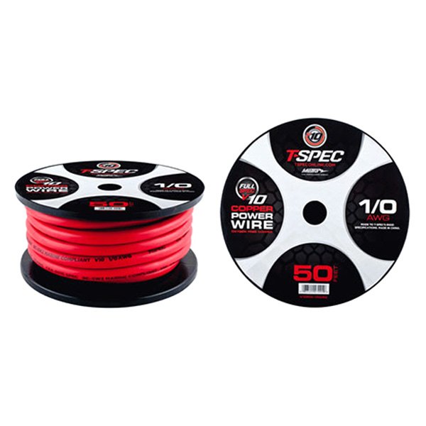 T-Spec® V10PW-1RD50 - V10 Series 1/0 AWG Single 50' Matte Red Stranded