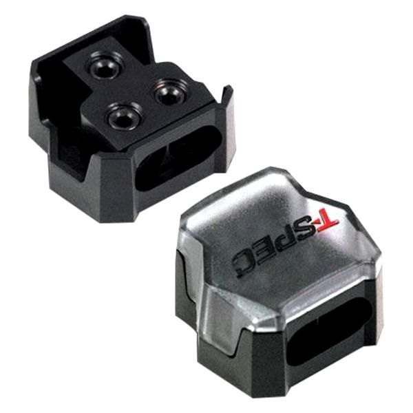 T-Spec® - v12 Series Black Nickel Plated 2-Position Power & Ground Distribution Block (1 x 4 AWG In, 2 x 4 AWG Out)