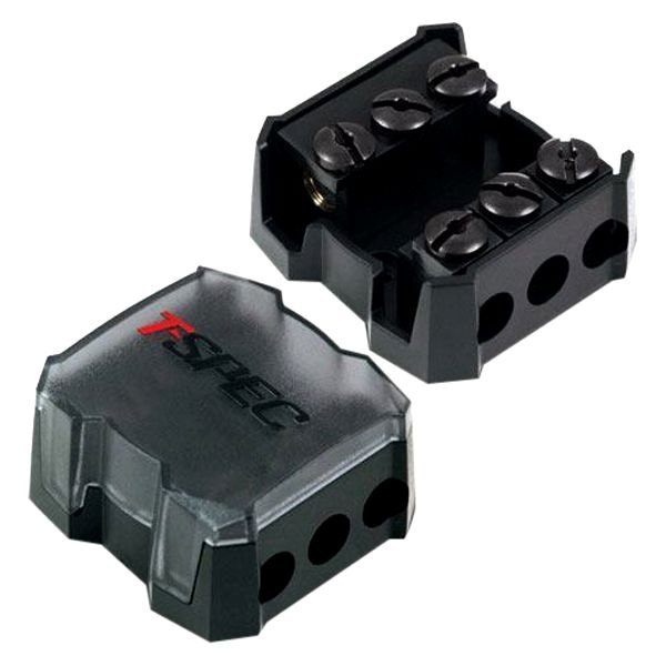 T-Spec® - v12 Series mini-ANL Fused Flat Black Finish 3-Position Power Distribution Block (2 x 0/1 AWG In, 3 x 4 or 8 AWG Out)