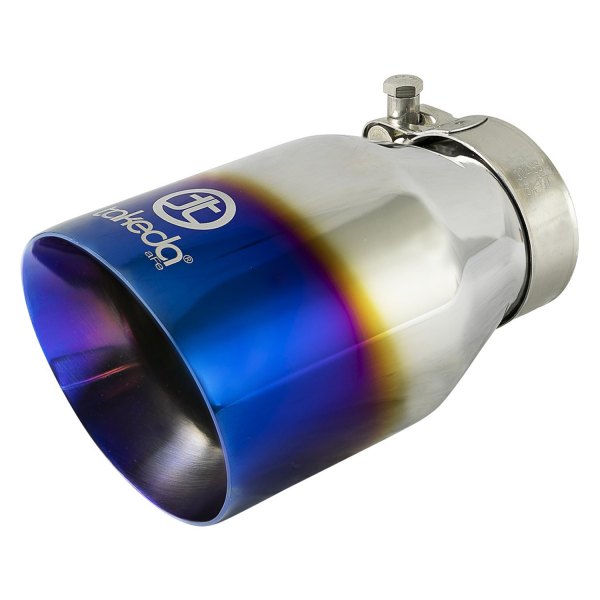 Takeda® - 304 SS Round Angle Cut Blue Flame Exhaust Tip