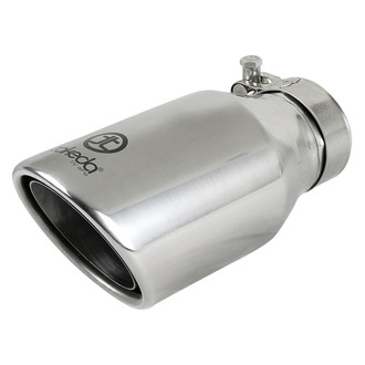 Takeda® - 304 SS Round Angle Cut Bolt-On Polished Exhaust Tip (2.5" Inlet, 4" Outlet, 8" Length)