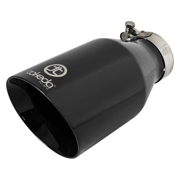 Takeda® - 304 SS Round Angle Cut Black Exhaust Tip