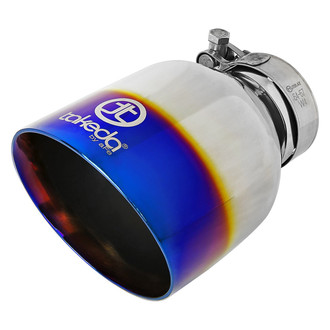 Takeda® - 304 SS Round Angle Cut Bolt-On Blue Flame Exhaust Tip (2.5" Inlet, 4.5" Outlet, 7" Length)