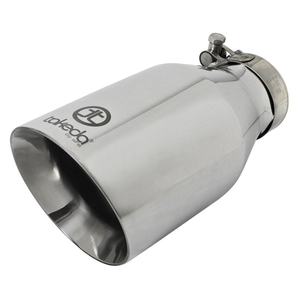 Takeda® - 304 SS Round Angle Cut Polished Exhaust Tip