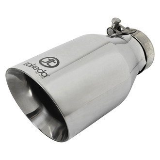 Takeda® - 304 SS Round Angle Cut Bolt-On Polished Exhaust Tip (2.5" Inlet, 4.5" Outlet, 9" Length)