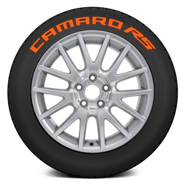 Tire Stickers® - Orange "Camaro RS" Tire Lettering Kit