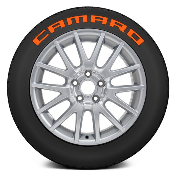 Tire Stickers® - Orange "Camaro" Tire Lettering Kit