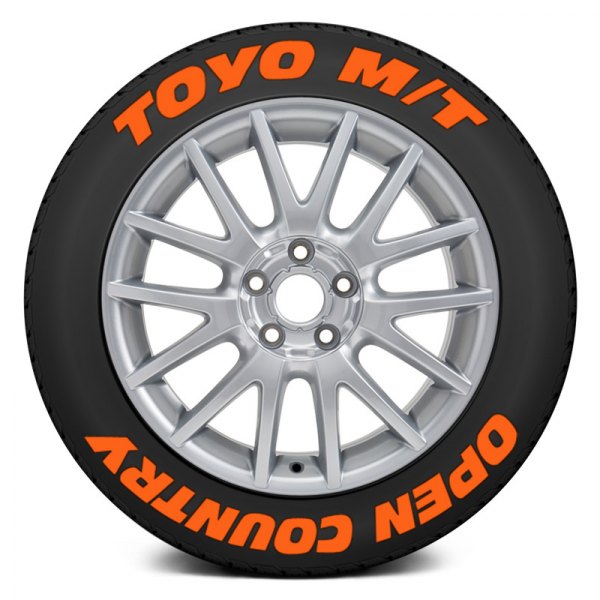 Tire Stickers® - Orange "Toyo M/T Open Country" Tire Lettering Kit