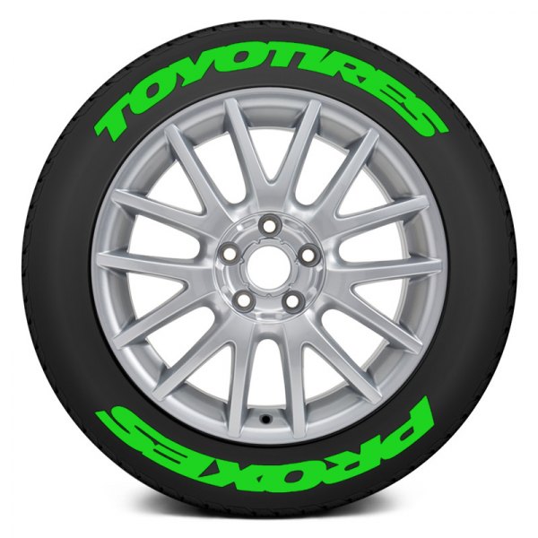 Tire Stickers® - Green "Toyo Tires Proxes" Super Stretched Design Tire Lettering Kit