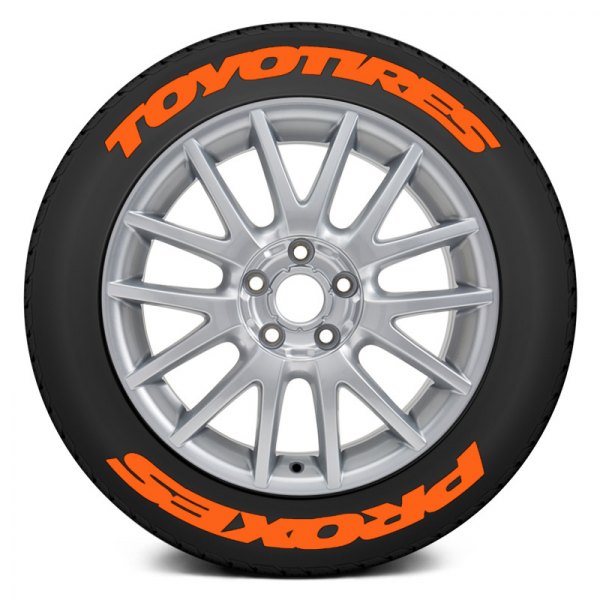 Tire Stickers® - Orange "Toyo Tires Proxes" Super Stretched Design Tire Lettering Kit