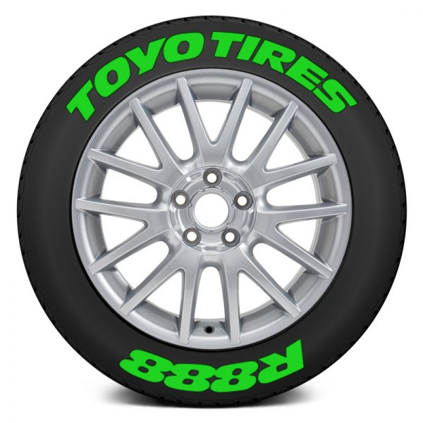 Tire Stickers® - Green "Toyo Tires R888" Tire Lettering Kit