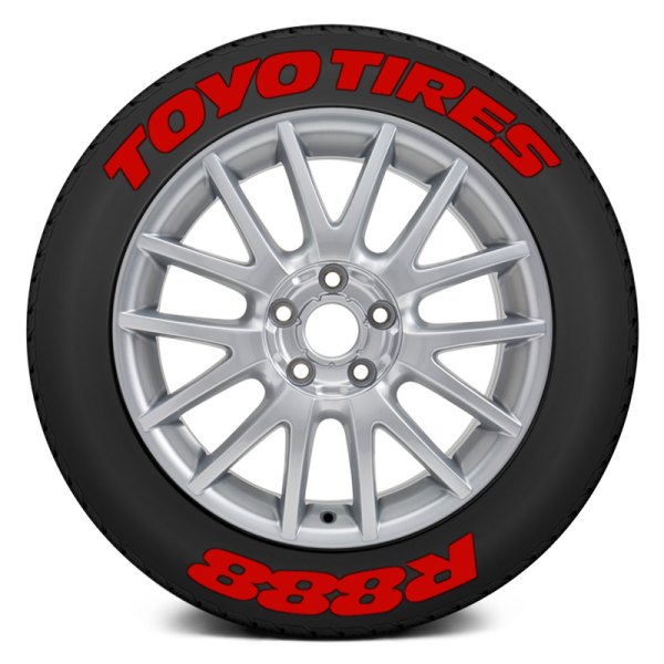 Tire Stickers® - Red "Toyo Tires R888" Tire Lettering Kit
