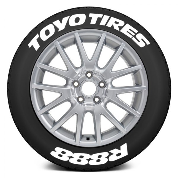 Tire Stickers® - White "Toyo Tires R888" Tire Lettering Kit
