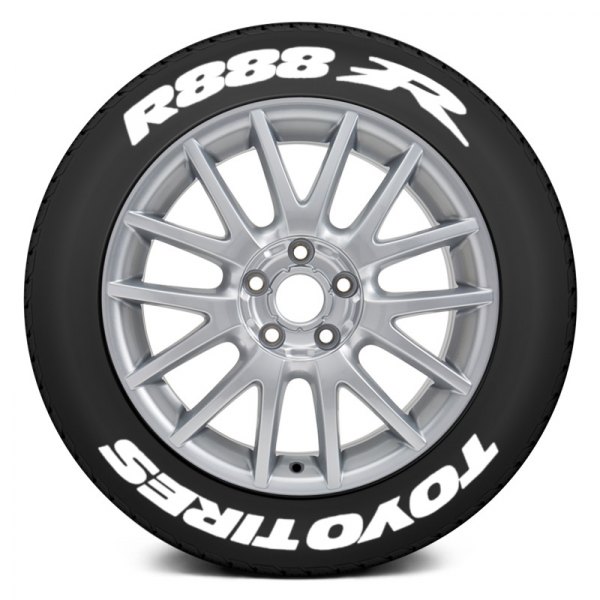 Tire Stickers® - White "Toyo Tires R888R" Tire Lettering Kit