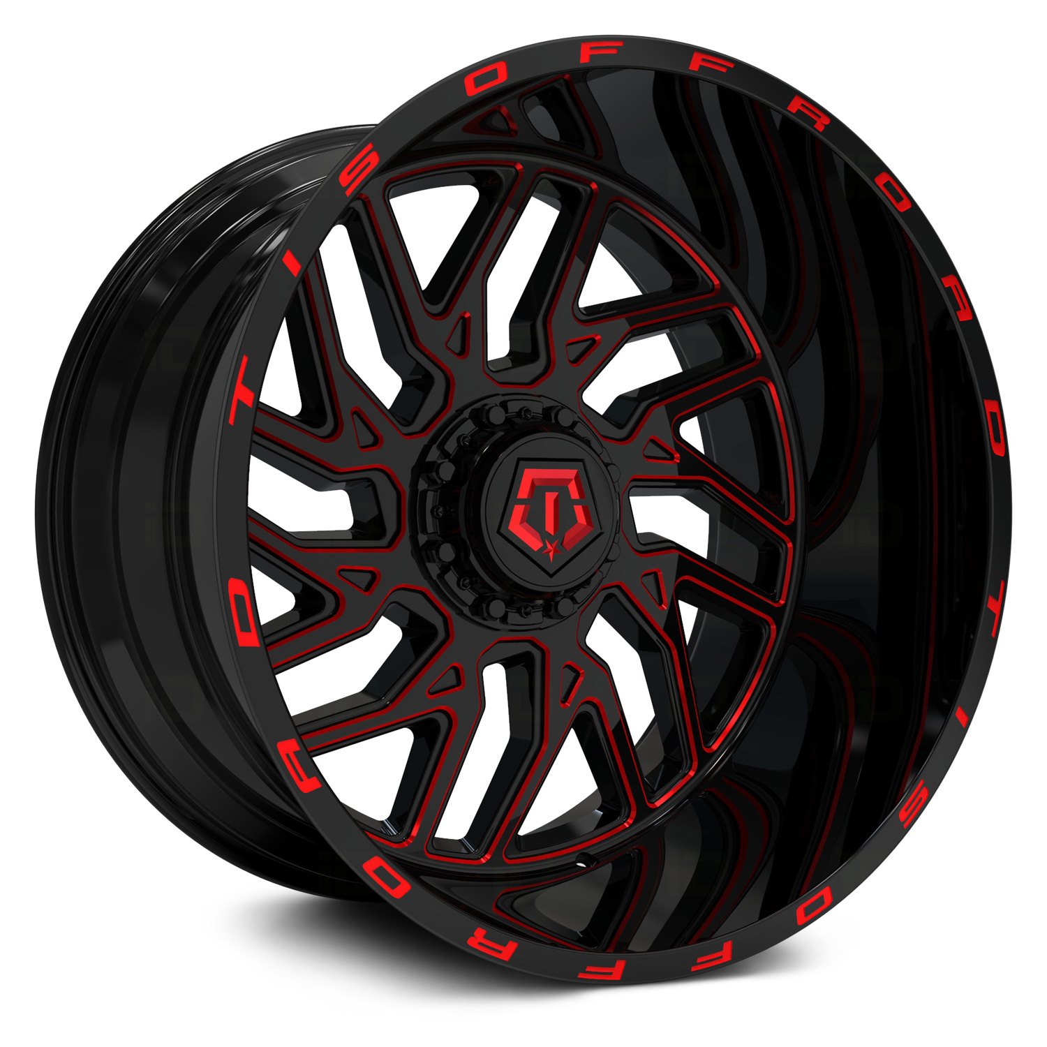 TIS® 544BMR WITH COVERED LUGS Wheels - Gloss Black with Red Tinted Cnc ...