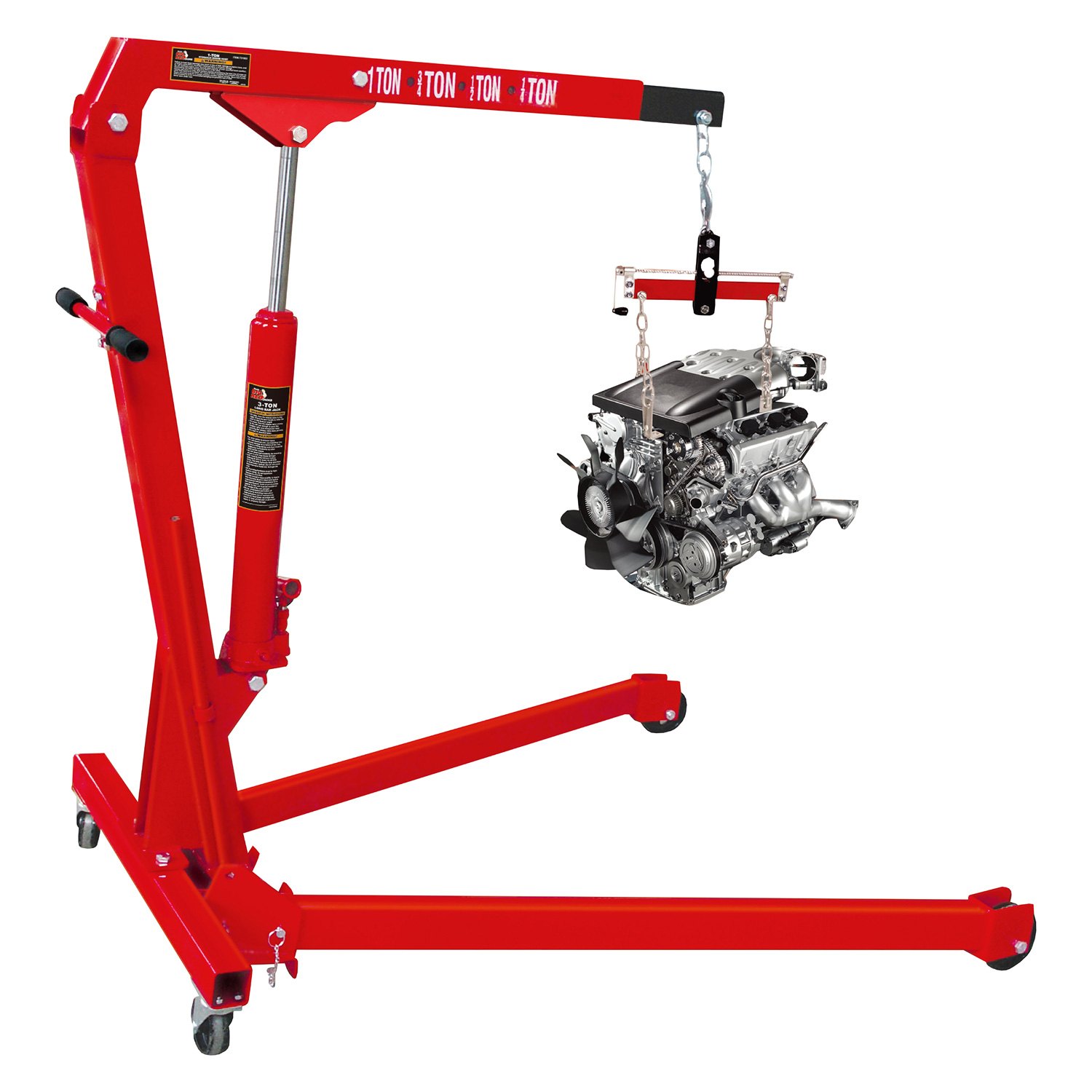 Torin Big Red Folding Engine Hoist with FREE* Engine Stand — 2-Ton