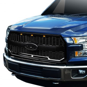 Torxe™ - 1-Pc Black Honeycomb Mesh Main Grille with Amber LED Running Lights