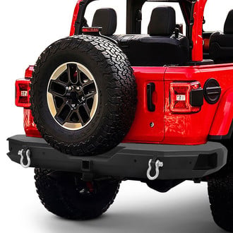 Torxe™ - Steel Full Width Black Rear Bumper with Corner Steps