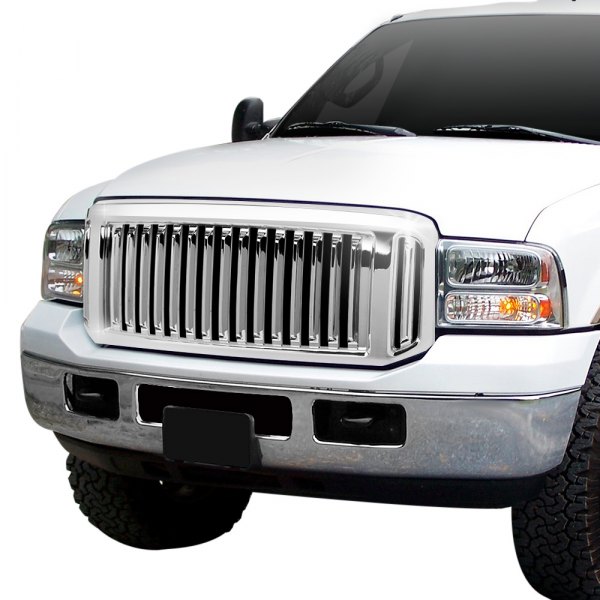Torxe™ - 1-Pc Fence Style Chrome Vertical Billet Main Grille