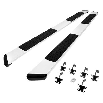 Torxe™ - 6" Factory Style Cab Length Silver Trapezoid Side Steps