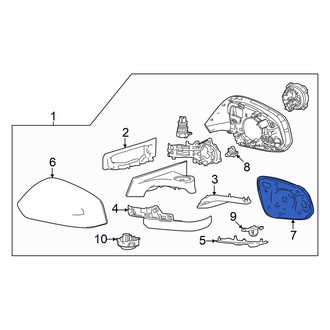 Toyota OE - Front Left Door Mirror Glass