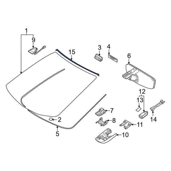 Toyota OE 7553362010 Front Upper Windshield Molding