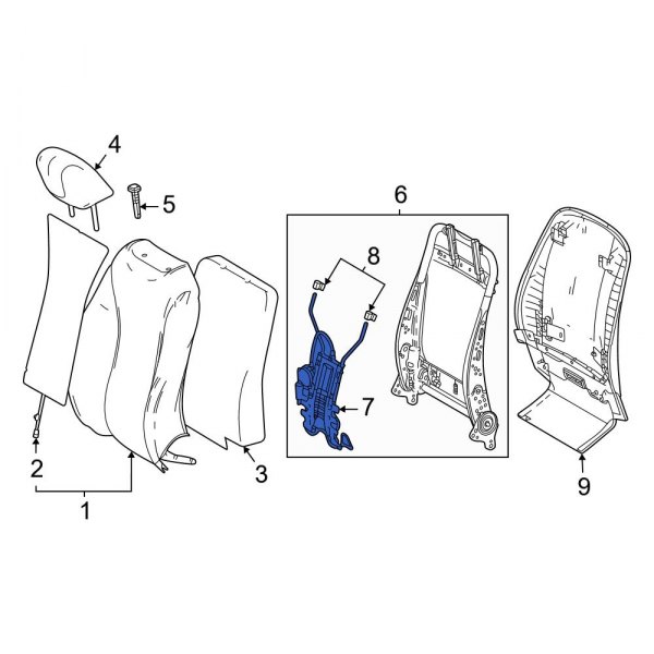 Toyota OE 7275062010 Front Right Seat Lumbar Support Cushion