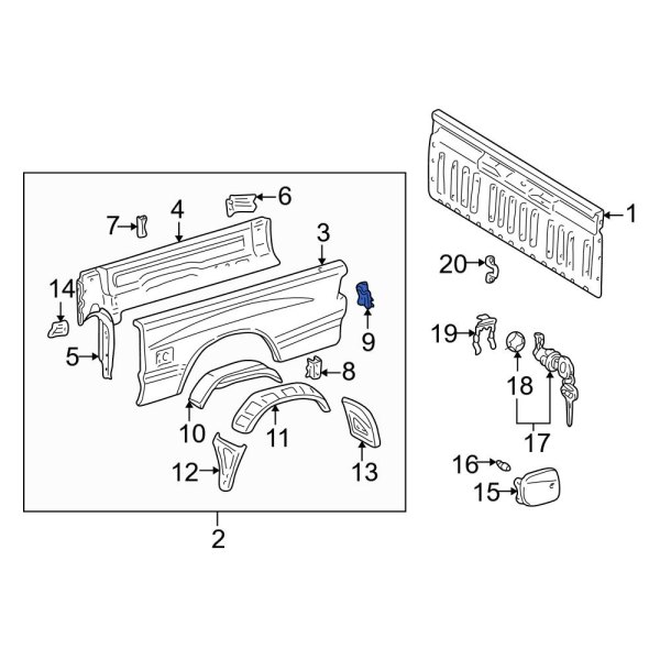 Toyota OE 6610234020 - Rear Left Tailgate Hinge