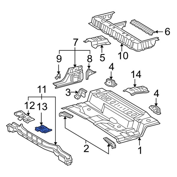 Floor Pan Crossmember Bracket