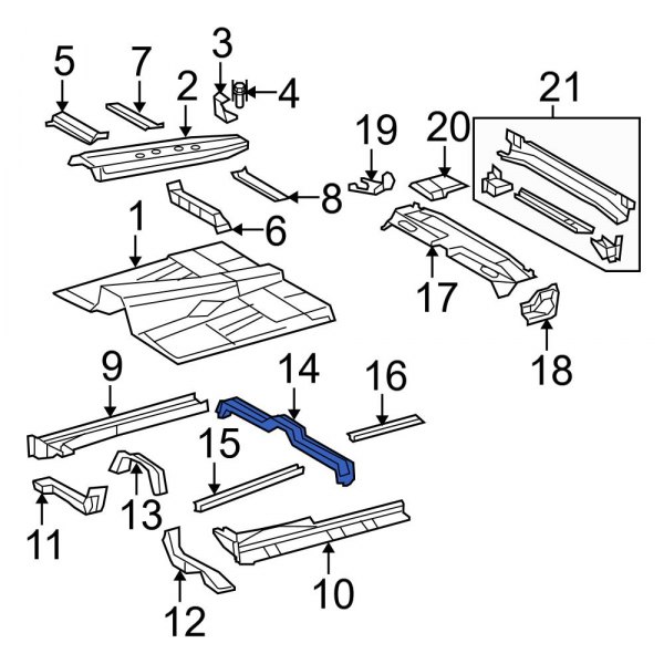 Toyota OE 575090C020 Rear Floor Pan Reinforcement