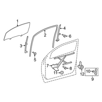 Toyota OE - Front Door - Glass & Hardware (Regular Cab), (Regular Cab)