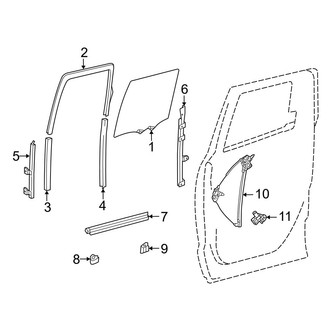 Toyota OE - Rear Door - Glass & Hardware (Limited / SR / SR5 Double Cab)