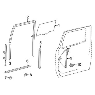 Toyota OE - Rear Door - Glass & Hardware (1794 Edition / Capstone / Limited / Platinum / SR / SR5 / TRD Pro CrewMax)