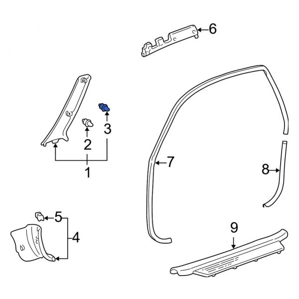 Body A-Pillar Trim Panel Clip